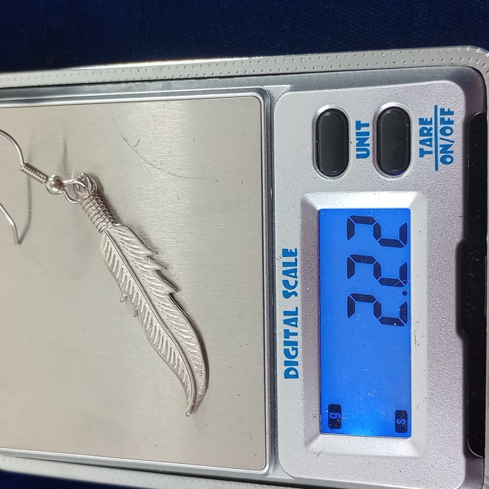 Sterling Silver Feather Dangle Earrings - Picture 6 of 12